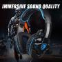 Stereo Gaming Headphone, SADES SA708GT Headset Earphone with Microphone (Black/Blue)