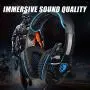 Stereo Gaming Headphone, SADES SA708GT Headset Earphone with Microphone (Black/Blue)