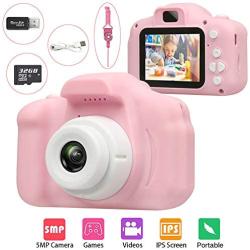 Kids Digital Camera, HOOGC Toy Gifts for 3-10-Year-Old Children, Mini Rechargeable Children Camera.Child Camcorder Video Recorder 1080P IPS 2.0 Inch with 32G TF Card