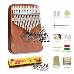 Upgraded version Kalimba Thumb Piano 17 Keys finger piano kalimba with Mahogany Portable Mbira Gift for Kids Adult (vintage red)