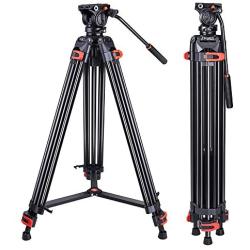 Heavy Duty Tripod Professional Video Tripod Aluminium 72inch with 360 Degree Fluid Head for Canon Nikon DSLR Camcorder Cameras