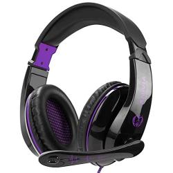 Stereo Gaming Headset PS4 Xbox One X, Anivia A9S Wired Over Ear Headphone with Mic for PC MAC Laptop Mobile iPad Nintendo Switch Games(Black Purple)
