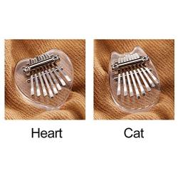 EDIONS Thumb Piano Children Gift Handheld Beginner Transparent Acrylic Cute 8 Keys Portable Musical Instrument Keyboard Finger Mini Kalimba Pendant Pocket(Heart)