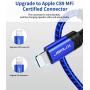 iPhone Charger Cable 6ft, JSAUX [Upgarded C89 Apple MFi Certified] Lightning Cable Nylon Braided USB Fast Charging Cord Compatible with iPhone 11 Xs Max X XR 8 7 6s 6 Plus SE 5 5s, iPad, iPod (Blue)