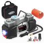 TOPDC Air Compressor Tire Inflator, 12V DC Dual Cylinder Digital Tire Inflator with LED Light for Car, Bicycle, Motorcycle, Basketball and Other
