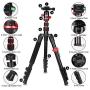 ZOMEi M5 Camera Tripod Lightweight Travel Tripod Monopod 2 in 1 Portable Camera Tripod Stand with 360 Degree Ball Head, Remote Bluetooth and Phone Clip for Cameras, Smartphone