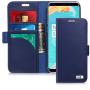 FYY [Genuine Leather Wallet Case for Samsung Galaxy S8+ Plus 2017, Handmade Flip Folio Wallet Case with Kickstand Card Slots Magnetic Closure for Samsung Galaxy S8+ Plus 2017 Navy Blue