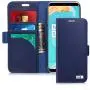 FYY [Genuine Leather Wallet Case for Samsung Galaxy S8+ Plus 2017, Handmade Flip Folio Wallet Case with Kickstand Card Slots Magnetic Closure for Samsung Galaxy S8+ Plus 2017 Navy Blue