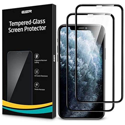 ESR Tempered-Glass Full-Coverage Screen Protector for iPhone 11 Pro Max/XS Max [2-Pack], Full Screen Coverage, 3D Curved Edges, Easy Installation, Case-Friendly Glass Screen Protector for iPhone 6.5"