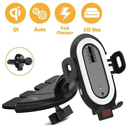 Wireless Car Charger CD Phone Mount, CD Slot Charging Holder Auto Clamping CD Player Phone Mount Air Vent Compatible with iPhone 11 Pro XS Max XR X 8 Galaxy S10 Plus S9 S8 S7 S6 Note 10 9 8 Wireless Car Charger CD Phone Mount, CD Slot Charging Holder Auto Clamping CD Player Phone Mount Air Vent Compatible with iPhone 11 Pro XS Max XR X 8 Galaxy S10 Plus S9 S8 S7 S6 Note 10 9 8