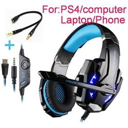 Beyda Tech NEW Gaming Headset Game Headphone Headsets with Microphone LED Light 3.5mm for PS4 Computer.Laptop.Tablet.All Mobile Phones with Noise Cancelling & Volume Control （Blue）