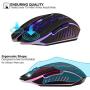 Wireless Gaming Mouse, VEGCOO C8 Silent Click Wireless Rechargeable Mouse with Colorful LED Lights and 2400/1600/1000 DPI 400mah Lithium Battery for Laptop and Computer (C11 Black)