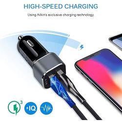 Car Charger, 2Pack AILKIN 4.8A Portable Dual Port USB Cargador Carro Lighter Adapter for iPhone, iPad, Tablet, Samsung, GPS - Black Fast Charging 12v Outlet LED Muti Cell Phone Car USB Charger Adapter