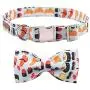Lionet Paws Soft Cotton Bowtie Dog Collar with Metal Buckle Adjustable Collars for Dogs and Cats