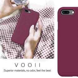 Vooii iPhone 8 Plus Case, iPhone 7 Plus Case, Soft Silicone Gel Rubber Bumper Case Microfiber Lining Hard Shell Shockproof Full-Body Protective Case Cover for iPhone 7 Plus /8 Plus - Burgundy