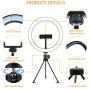 Ring Light with Tripod Stand and Phone Holder 10" Selfie Desk Makeup Light with Wireless Remote Controller for YouTube, Makeup, Live Streaming, Video Shooting（3 Modes & 10 Brightness Level）