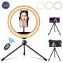 10.2" Selfie Ring Light with Tripod Stand, Dimmable LED Ring Light with Phone Holder for Makeup/YouTube/TikTok/Education online/Video Conferencing/Photography,Compatible with iPhone X/XS Android Pixel