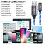 LED Phone Charger Cable - 6.5ft Light Up Visible Flowing Charger Charging Cord Compatible with 11 Pro Max XS XR X 8 7 6S 6 Plus 5S 5 (Blue)
