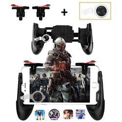 CO&QI Mobile Gaming Grip Controller, Sensitive Shoot & Aim Buttons Joysticks Game Triggers Controller for PUBG/Rules of Survival, for iOS & Android Phone (4-in-1 Game Controller)