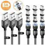 A.S Gen2 Magnetic Charging Cable, 540° Rotation Magnetic Phone USB Cable, 3A Fast Charging Data Transfer Charger Cable Compatible with USB C, Micro USB and iProduct (Black, 1.6ft+3.3ft+6.6ft)