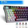 RGB Mechanical Keyboard 87-Key RGB LED Backlit Wireless Bluetooth 3.0 /USB Wired Multi-Media Mechanical Gaming Keyboard for PC/Smartphone/Laptop （Rechargeable Battery） Black Blue Switch