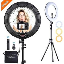 Inkeltech Ring Light - 18 inch 3000K-6000K Dimmable Bi-Color Light Ring, 60W LED Ring Light with Stand, Lighting Kit for Vlog, Selfie, Makeup, YouTube, Camera, Phone - LCD Screen & Remote Control