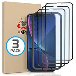 MANTO Screen Protector Compatible with iPhone 11 and iPhone XR 6.1 Inch Full Coverage Tempered Glass Film (3-Pack), 3D Touch, Anti Fingerprint, Black