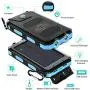 Solar Charger, 20000mAh Portable Outdoor Waterproof Solar Power Bank, Camping External Backup Battery Pack Dual 5V USB Ports Output, 2 Led Light Flashlight with Compass (Blue) Solar Charger, 20000mAh Portable Outdoor Waterproof Solar Power Bank, Camping External Backup Battery Pack Dual 5V USB Ports Output, 2 Led Light Flashlight with Compass (Blue)
