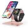 Apple Watch Stand, OMOTON 2 in 1 Universal Desktop Stand Holder for iPhone and Apple Watch Series 5/4/3/2/1 (Both 38mm/40mm/42mm/44mm) (Rose Gold)