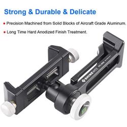 Phone Holder Adapter for Tripod Stand, Arca QR, 1/4" Screw Mount, 360 Degree Ball Head Rotate & Tilt Vertical & Horizontal, On Table Phone Stand, Fits iPhone 6 7 8 X 11 Pro Se Samsung Phone Clamp