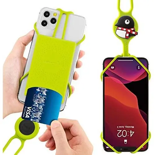 Bone Cell Phone Lanyard Holder, Universal Neck Phone Strap for iPhone 11 Pro Max, Galaxy S Pixel, Smartphone Case Silicone Straps, fits 4&quot to 6.5&quot Adjustable PhoneTie (2nd Gen) - Maru Penguin