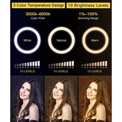 12Selfie Ring Light with 68.8Tripod Stand - Led Ring Light 3 Modes 10 Brightness, Selfie Light with 3 Phone Holder for Photography/Vlogging/Live Streaming Compatible with Phone& Camera