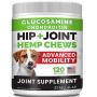 STRELLALAB Hemp Treats - Glucosamine Dog Joint Supplement + Omega 3 - w/Hemp Oil - Chondroitin, MSM - Advanced Mobility Chews - Joint Pain Relief - Hip & Joint Care - 120 Ct - Made in USA