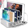 Poweroni USB Charging Station Dock - 4-Port - Fast Charge Docking Station for Multiple Devices - Multi Device Charger Organizer - Compatible with Apple iPad iPhone and Android Cell Phone and Tablet