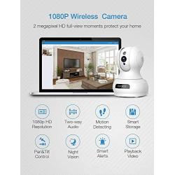 Wireless Camera, 1080P HD WiFi Pet Camera Baby Monitor, Pan/Tilt/Zoom IP Camera for Elder/Nanny Security Cam Night Vision Motion Detection 2-Way Audio Cloud Service Available Webcam White