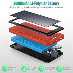 Solar Charger Power Bank 26800mAh, BOMT【Type C & Micro USB Input】 Portable Charger Fast Charge External Backup Battery Pack with 3 Inputs & 2 Outputs for Smartphone, Android, Tablet, Outdoor Camping