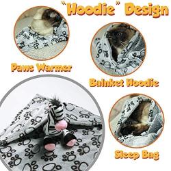 Pet Dog Blanket Fluffy Fleece, Soft and Cozy Pet Cat Throw with Paws Print for Dogs & Cats, Machine Washable Premium Non Shedding, Gray