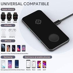 Wireless Charger, 3 in 1 Qi Wireless Charging Pad Compatible for iPhone SE/11/11 Pro/XS Max/XR/XS/X/8/8P, Galaxy S20/Note 10/S10/S9/S8/Note 8, iWatch 5/4/3, Airpods 2/Pro, All Qi-Enabled Devices