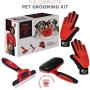 Complete Professional Pet Grooming Kit | Self Cleaning Slicker Brush for Dogs & Cats | Pro Grooming Brush Effectively Reduces Shedding Fur | Pet Hair Remover Brush Gloves | Combo Gift Set