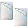 uCOLOR Two Pack Phone Card Holder PU Leather Iridescent Silver Wallet Pocket Credit Card ID Case Pouch 3M Adhesive Sticker on Phone Samsung Galaxy Android Smartphones(fit for 4.7" Phone or Above)