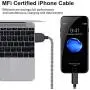 Sharllen Lightning Cord 5Pack[3/3/6/6/10FT] Nylon Braided Cell-Phone Charging Cable USB Fast Charging & Syncing Long Cord,iPhone Charger Compatible iPhone XS/Max/XR/X/8/8P/7/7P/6/iPad/iPod Black&White