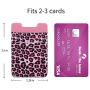SHANSHUI Card Holder for Back of Phone, 2 Pack Phone Stick On Wallet Pocket Pouch for Credit Card Compatible with iPhone, Samsung Galaxy and Most Smartphones - Rose Red Cheetah