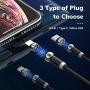 360° Magnetic Charging Cable, 3 in 1 Cable,Compatible with Micro USB, Type C Smartphone and iProduct Device (2 Pack 3.3ft) Red