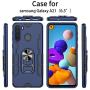Phone Case for Samsung Galaxy A21 with Tempered Glass Screen Protector Cover and Magnetic Stand Ring Holder Slim Hybrid Hard Cell Accessories Glaxay A 21 21A A21Case GalaxyA21 A215 2020 Cases Blue