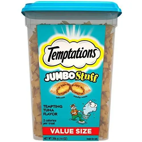 TEMPTATIONS Jumbo Stuff Crunchy and Soft Cat Treats, 14 oz. Tub TEMPTATIONS Jumbo Stuff Crunchy and Soft Cat Treats, 14 oz. Tub