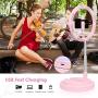 Selfie Ring Light with Stand,12 Inch Foldable LED Ring Light for Phone, 3 Light Modes & 10 Brightness Dimmable Beauty Fill Make Up Light Without Assemble for Live Stream/YouTube Video/Tiktok (Pink)