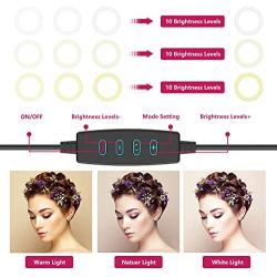 Harmonic 10 Selfie Ring Light with Tripod Stand,Ring Light with Cell Phone Holder,LED Make Up Light with 3 Light Modes and 11 Brightness Level for Camera,Smartphone,YouTube Video,Live Streaming