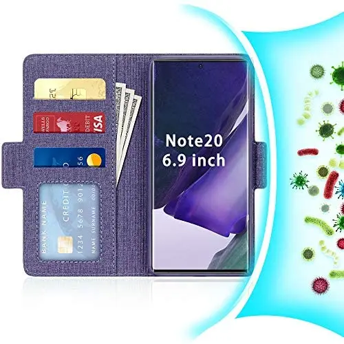 FYY [Resist Harmful Organism] [RFID Blocking] Case for Samsung Galaxy Note 20 Ultra 6.9", PU Leather Wallet Case with [Kickstand Function] and[Card Holder] for Galaxy Note 20 Ultra 6.9" Purple