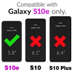 Phone Case for Samsung Galaxy S10e with Tempered Glass Screen Protector and Card Holder Wallet Cover Stand Flip Leather Cell Accessories Glaxay S 10e Gaxaly 10se Galaxies Se10 Cases Women Rose Gold