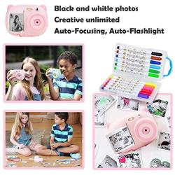 AMKOV Kids Camera Instant Print Digital Camera with Zero Ink Printing for Girls & Boys, WiFi Camera for Kids, 2.4inch LCD Display, Auto-Focusing, Auto-Flashlight, Creative Toys – Pink